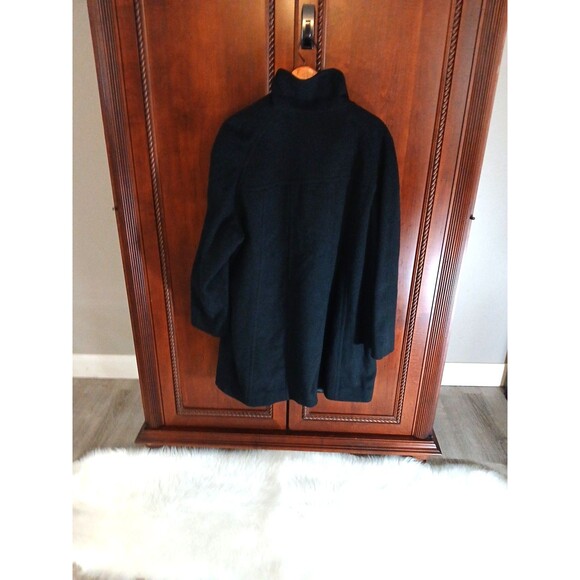 NWOT Ulla Popken Women's Size XXL Black Button-Up Wool Blend Mid-Length Pea Coat - Picture 4 of 9